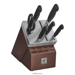 Zwilling ensemble de blocs de couteaux auto-affûtants quatre étoiles, 7 pièces, argent-noir HV28V8 coutellerie